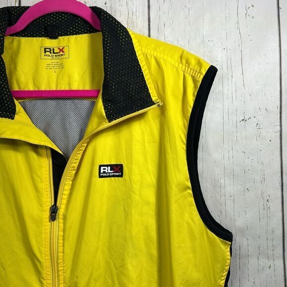Polo Sport RLX Vest Mens Yellow Zip Up Cycling Lightweight Packable Golf Pockets - Picture 4 of 16